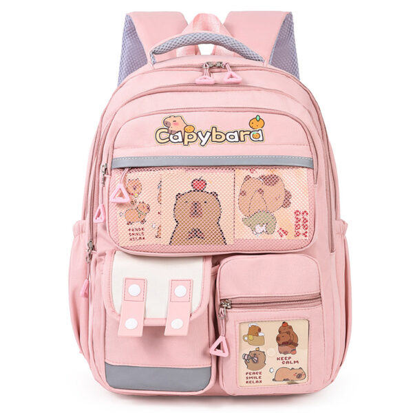 Sac à Dos Enfant Kawaii Capybara Marron – حقيبة ظهر للأطفال - Image 2